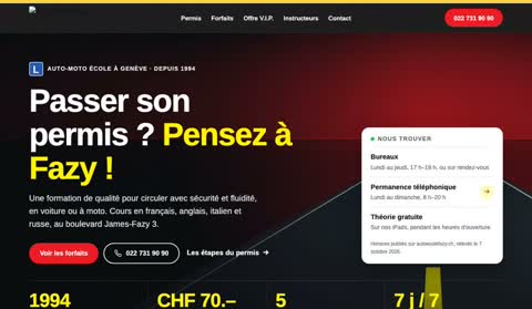La refonte du site de Auto-École Fazy proposée par OXYS