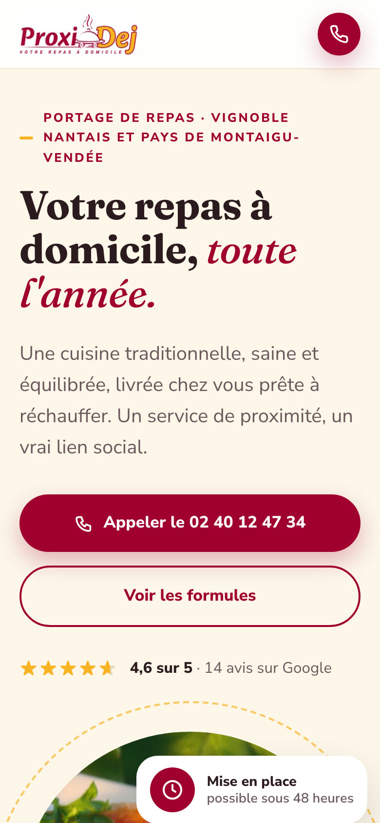 La même page sur téléphone